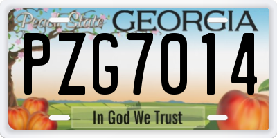 GA license plate PZG7014