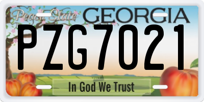 GA license plate PZG7021
