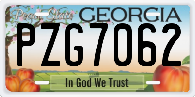 GA license plate PZG7062