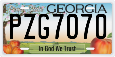 GA license plate PZG7070