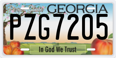 GA license plate PZG7205