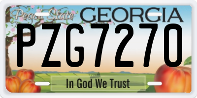 GA license plate PZG7270