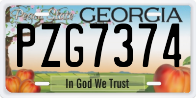 GA license plate PZG7374