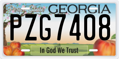 GA license plate PZG7408