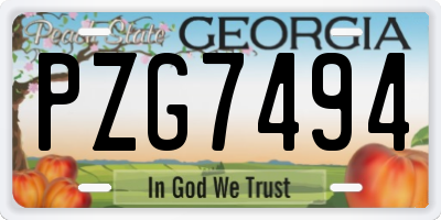 GA license plate PZG7494