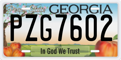 GA license plate PZG7602