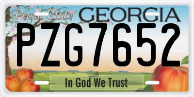 GA license plate PZG7652