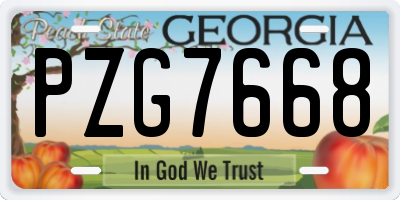 GA license plate PZG7668