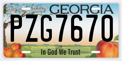 GA license plate PZG7670