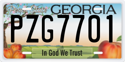 GA license plate PZG7701