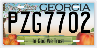 GA license plate PZG7702