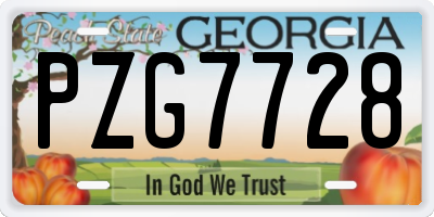 GA license plate PZG7728