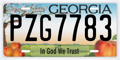 GA license plate PZG7783