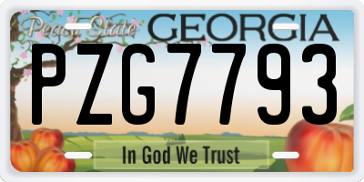 GA license plate PZG7793