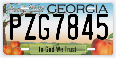 GA license plate PZG7845