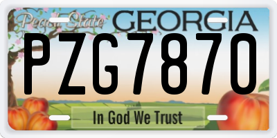 GA license plate PZG7870