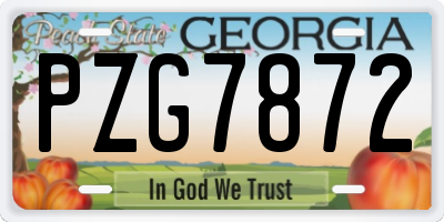 GA license plate PZG7872