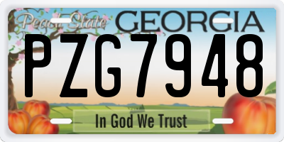 GA license plate PZG7948