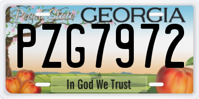 GA license plate PZG7972