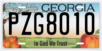 GA license plate PZG8010