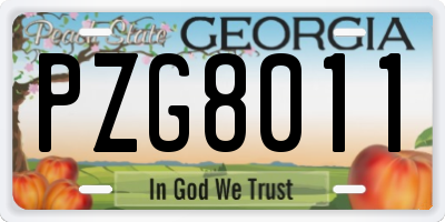 GA license plate PZG8011
