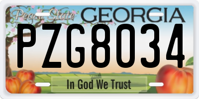 GA license plate PZG8034