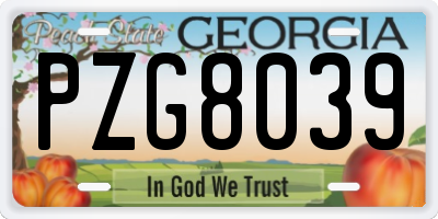 GA license plate PZG8039