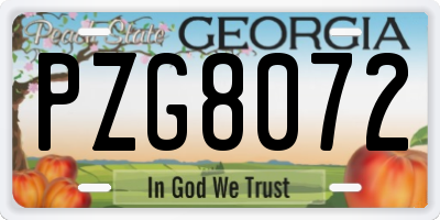 GA license plate PZG8072