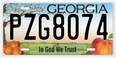 GA license plate PZG8074