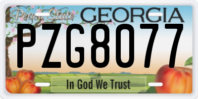 GA license plate PZG8077