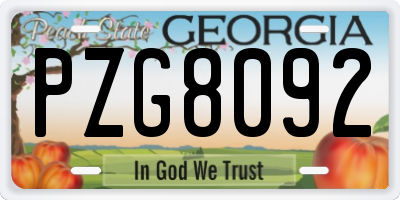 GA license plate PZG8092