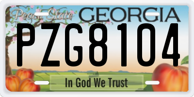 GA license plate PZG8104