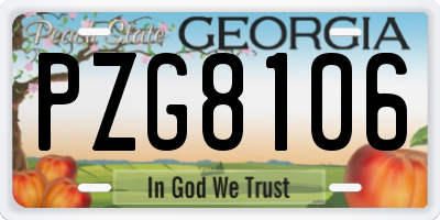 GA license plate PZG8106