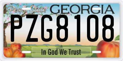 GA license plate PZG8108