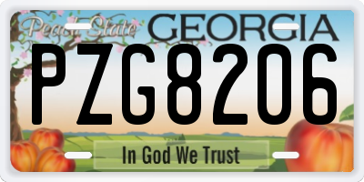 GA license plate PZG8206
