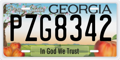 GA license plate PZG8342