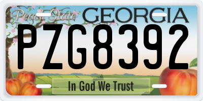 GA license plate PZG8392