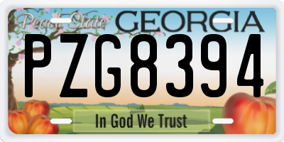 GA license plate PZG8394