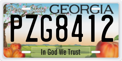 GA license plate PZG8412