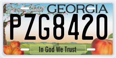 GA license plate PZG8420