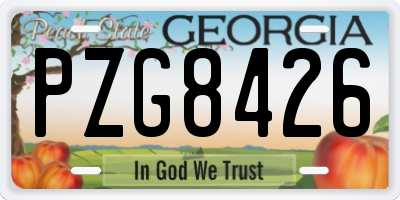 GA license plate PZG8426