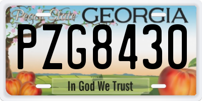 GA license plate PZG8430