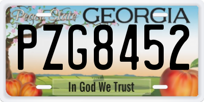 GA license plate PZG8452