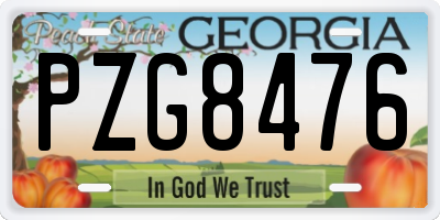 GA license plate PZG8476