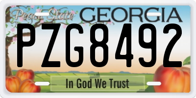 GA license plate PZG8492