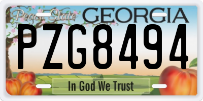 GA license plate PZG8494