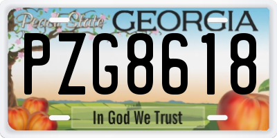 GA license plate PZG8618