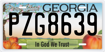 GA license plate PZG8639