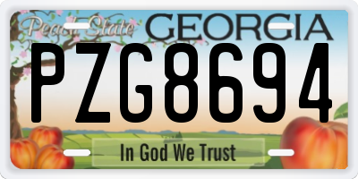 GA license plate PZG8694