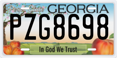 GA license plate PZG8698